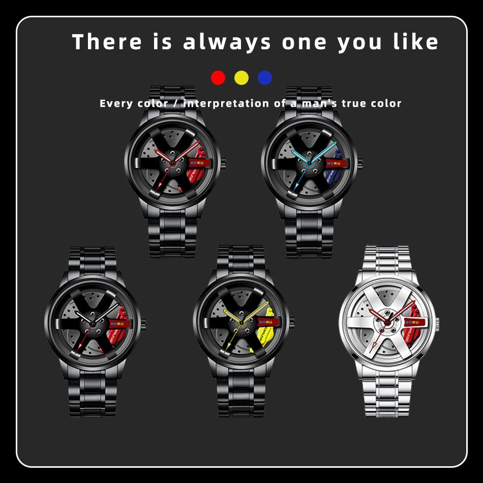 Повседневные мужские часы из нержавеющей стали Модные деловые мужские часы Спортивные часы Индивидуальные часы Кварцевые часы Автомобильные часы Hub