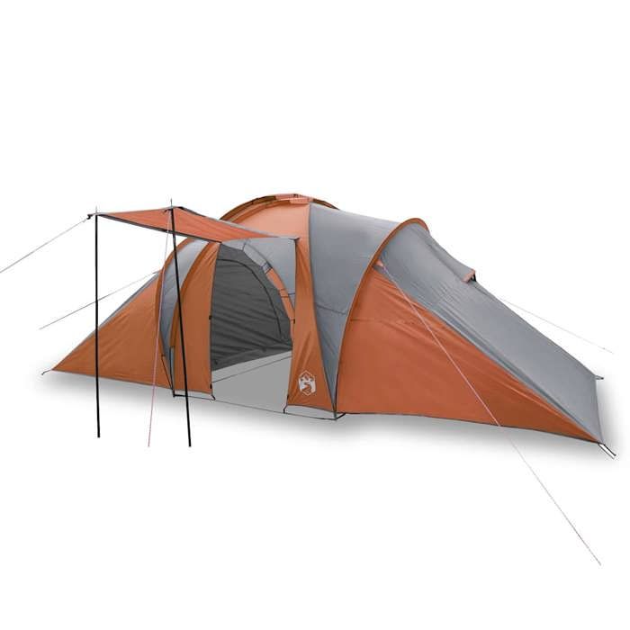 VidaXL Tente de Camping 6 Personnes, Tente d'Ombrage avec Sac de Transport, Auvent Portable avec Parois Latérales, Gris et 94345