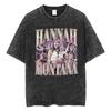 Miley Cyrus Hannah Montana Logo T Shirt Men Women Summer Casual Vintage Washed T Shirts Unisex Fashion Aesthetic Hip Hop T-shirt