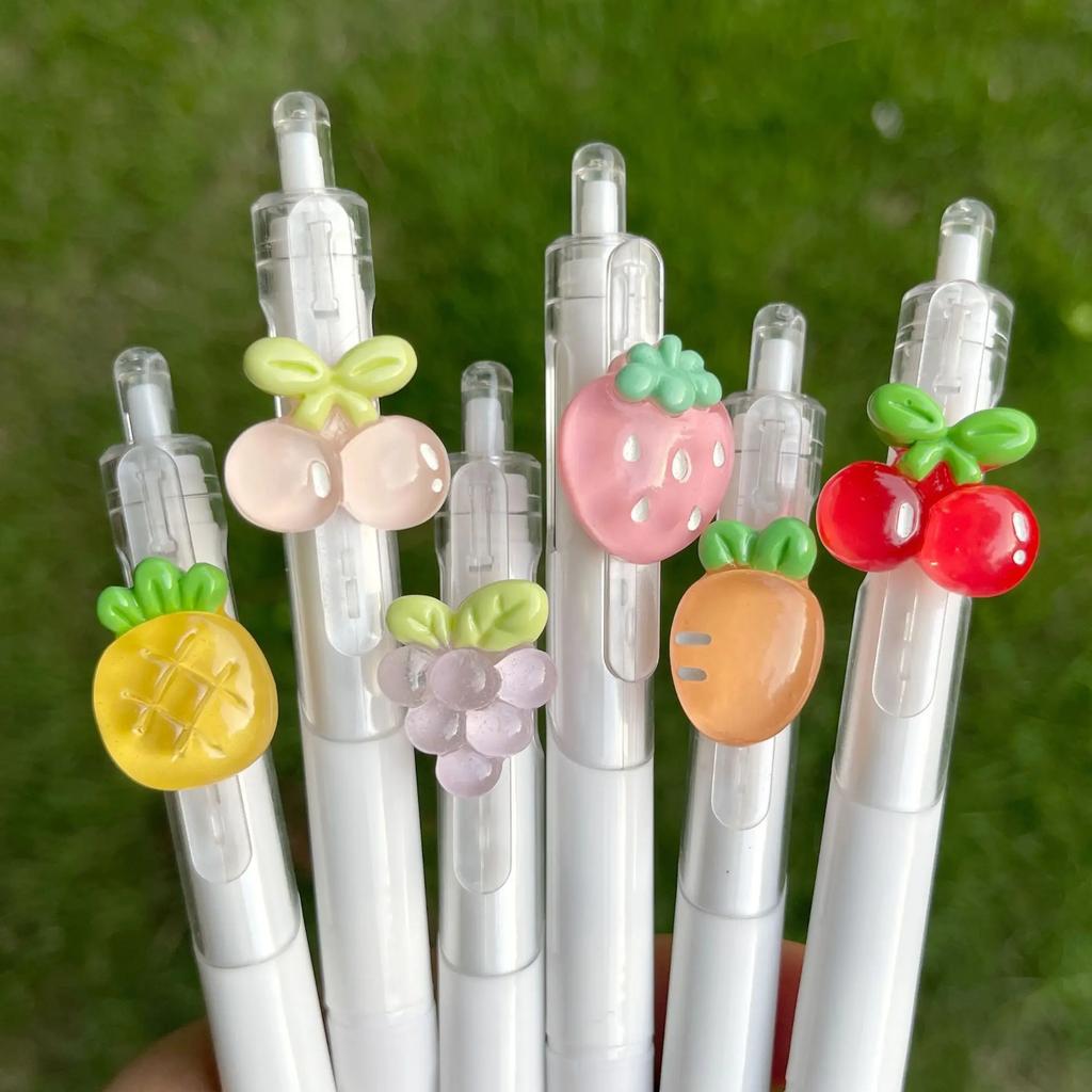 2 Pcs Cute Tulip Flower Head Gel Pen 0.5mm ST Quick-drying Student Notes Test Stationery Writing Pen Kawaii School Supplies
