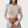 Женский укороченный топ с круглым вырезом и длинными рукавами Pure Desire 2025 года — стройнящий и стильный на весну и осень