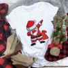 Casual Cute Cartoon Christmas Santa Graphic Female T-Shirt 90S Funny Summer Tees Loose White Blouse Short Sleeve O-Neck Crop Top