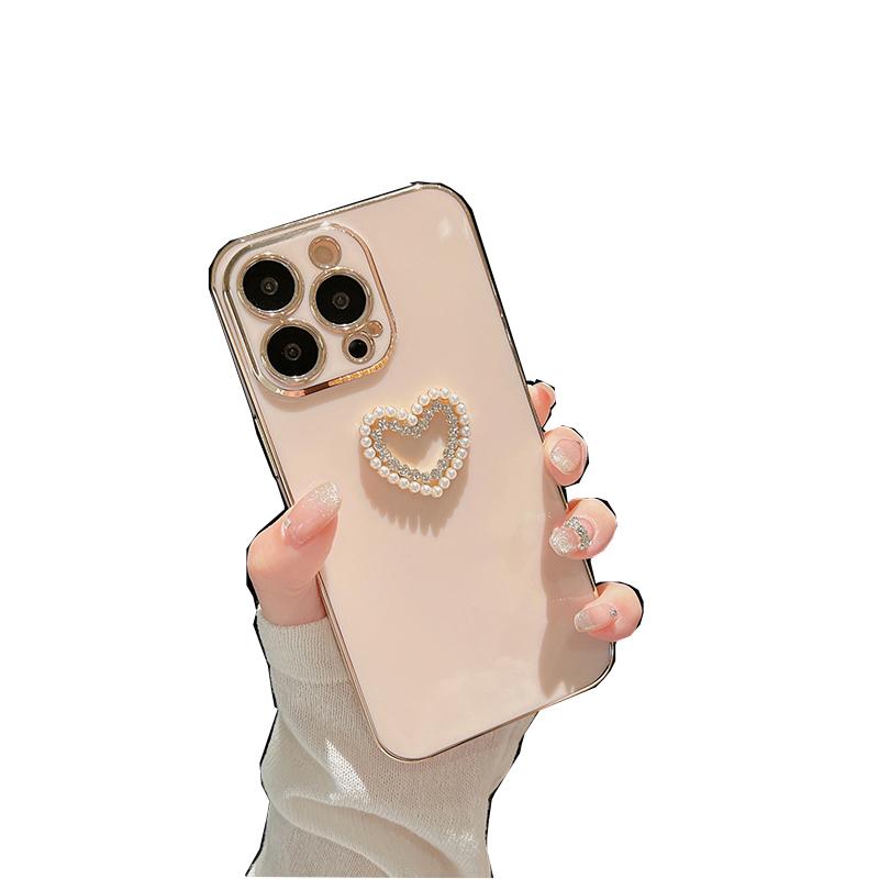 Мягкий силиконовый чехол для телефона Ins с жемчугом и бриллиантами для Iphone 13 Pro Max Mini 12 11 7 8 Plus X Xs Xr Se 2 Heart Love Cover