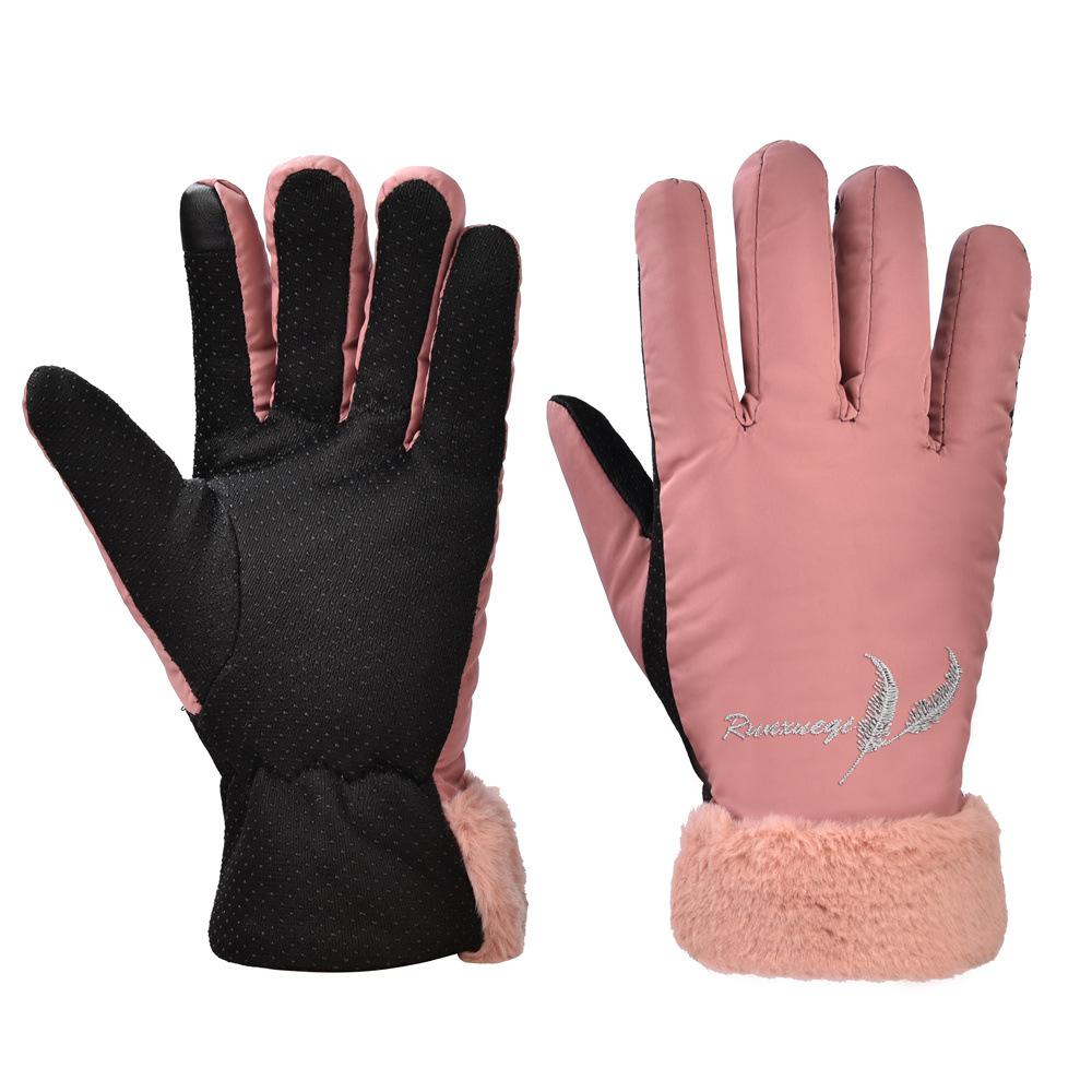 Ski gloves winter womens Korean version velvet warm riding cold and windproof touch screen motorcycle winter womens cotton gloves