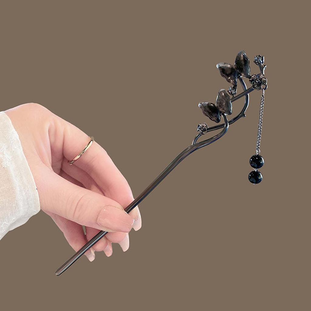 Винтажная заколка для волос в китайском стиле, цветок с кисточкой, палочка для волос для женщин, девушек, аксессуары для волос для ханьфу, металлическая бижутерия, заколка для прически