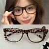 Hot Girls Leopard Print Bow Myopia Glasses Women Fashion Vintage Cartoon Cute Large Oval Frame Eyeglasses Eyeglass Frames