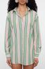 Women's Style Shirt Green Striped Woven Shirt