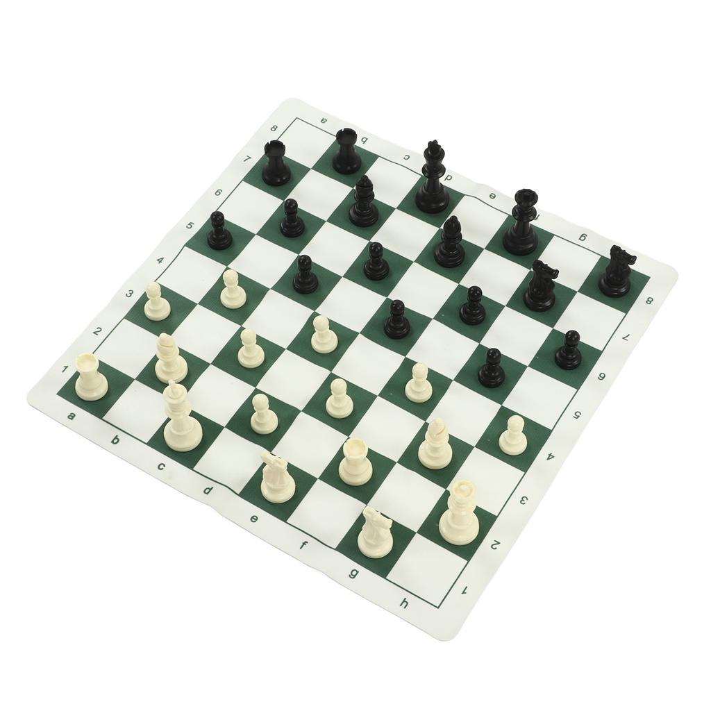 Chess Set with PP Chess Pieces Imitation Leather PU Chess Board Binding Velvet Bag Travel Chess Board Game Sets for Kids