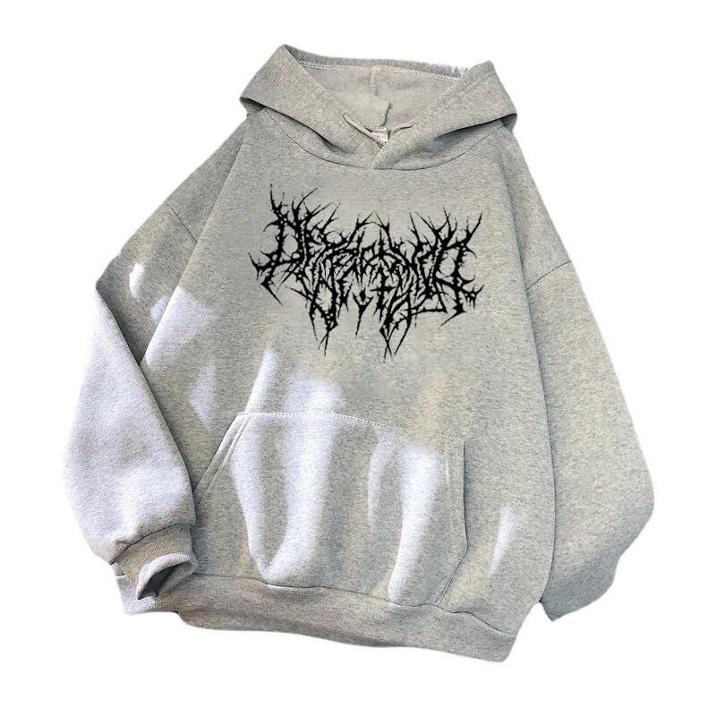 Худи в готическом стиле с капюшоном для женщин с принтом Streetwear Зимняя мода