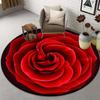 Luxury Red Rose Pattern Round Shape Floor Mats Kitchen Hallway Runner Rug Bedroom Living Room Soft Carpet Non-slip Area Rug