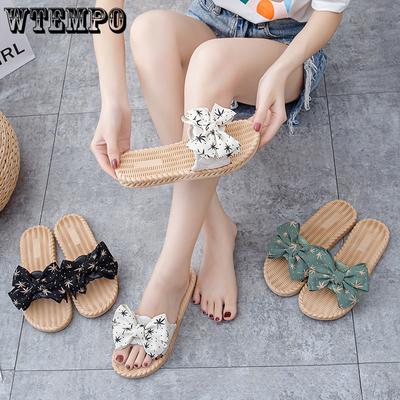 Тапочки с бантиком. Женская летняя верхняя одежда. Корейская версия домашней и уличной сетчатой ​​красной пляжной обуви Ins Tide. Сандалии и тапочки.