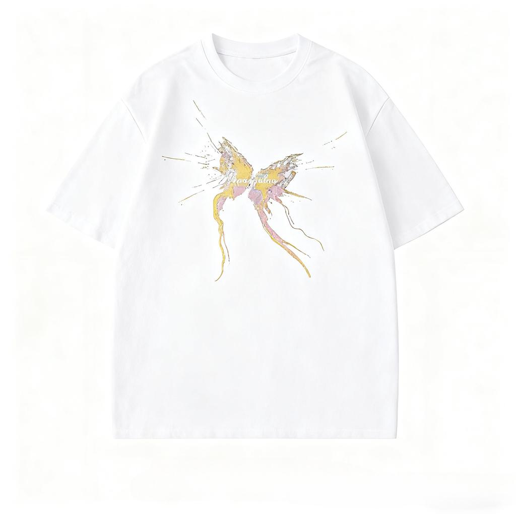 2025 Autumn Butterfly Graphic T Shirts Men's and Women's Cotton T-shirt Tee Casuai Short Sleeve Crewneck Top Fashion Streetwear