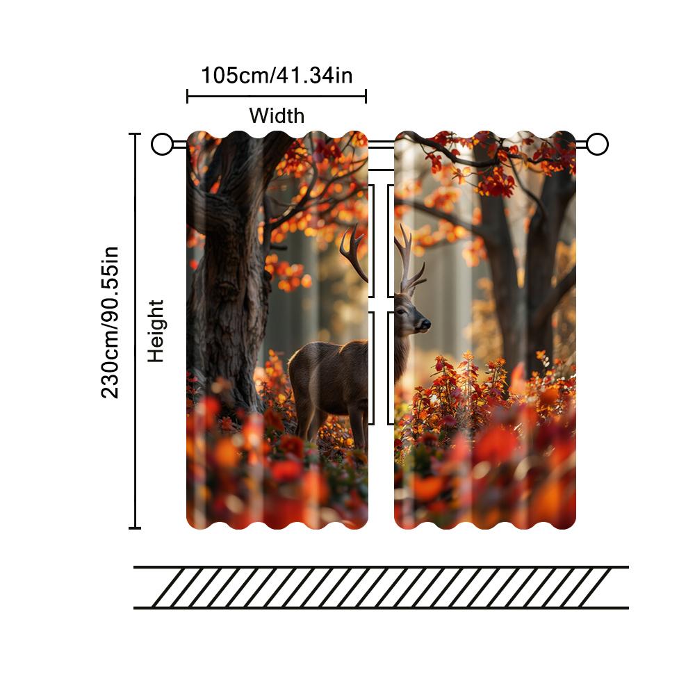2 шт., фильтрующие шторы (исключая удилища, неподвижный, без батареек) Лесной олень для использования в спальнях и гостиных