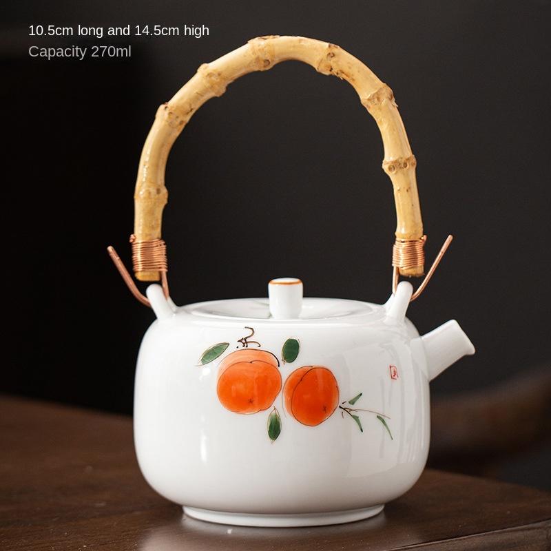 Hand-painted Japanese Style Lifting Pot Tea Pot Kung Fu Tea Set With Filter Coarse Ceramic Purple Clay Pot Ceramic Tea Pot Puer