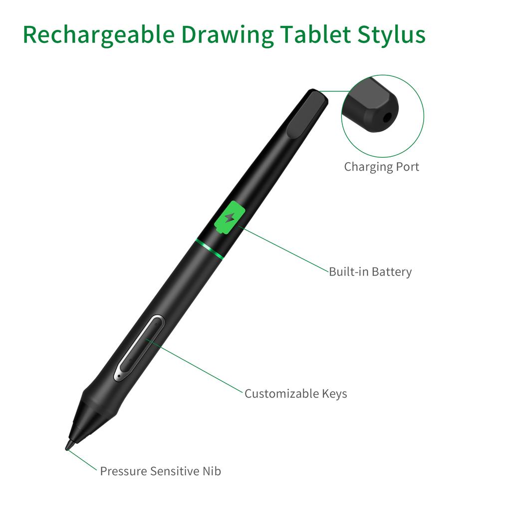 UGEE P55C Аккумуляторный стилус, перезаряжаемая ручка с USB-кабелем для зарядки для UGEE UG1910B/