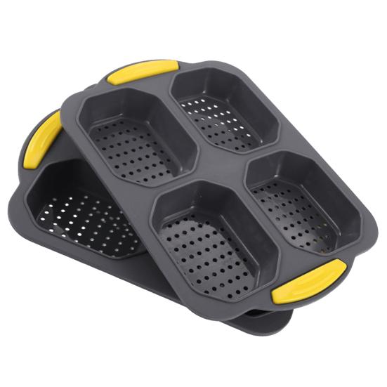 Bread Mold Heat Resistant Non-stick Pastry Mold Silicone Bread Baking Mold with 4 Grids for Home Kitchen