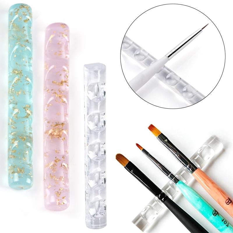 1Pcs 5 Grids Acrylic Clear Nail Brush Rack Shelf Painting Pen Rest Holder Stand Colorful UV Gel Brush Display Holder