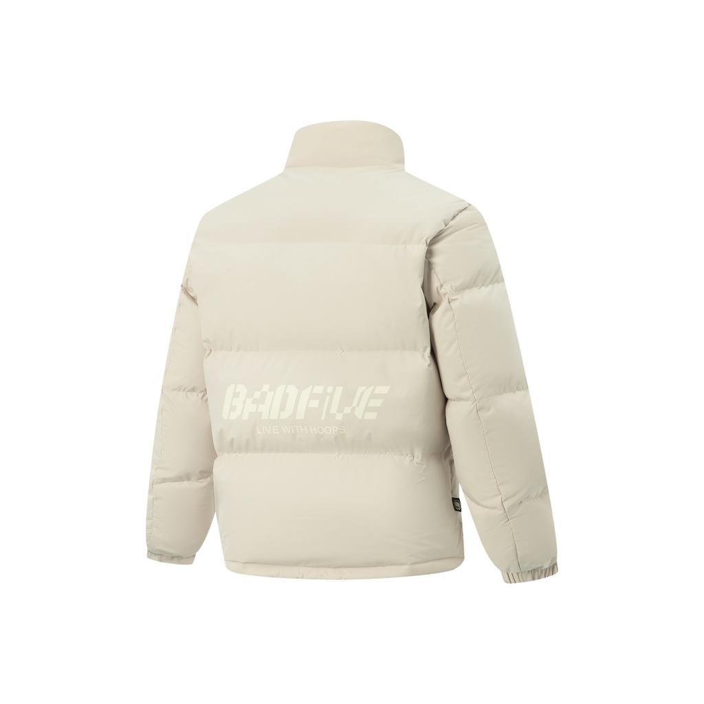 Li Ning Badfive Windproof Water-Resistant Warm Loose Fit Stand Collar Embroidered Down Jacket Men Outerwear AYMV129-1