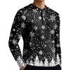 Men's Casual Button-Down Sweatshirt Fashion Printed Long Sleeve Shirt Pullover
