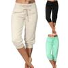 Drawstring Pockets Mid Rise Cropped Pants Women Mid-calf Sports Shorts for Outdoor