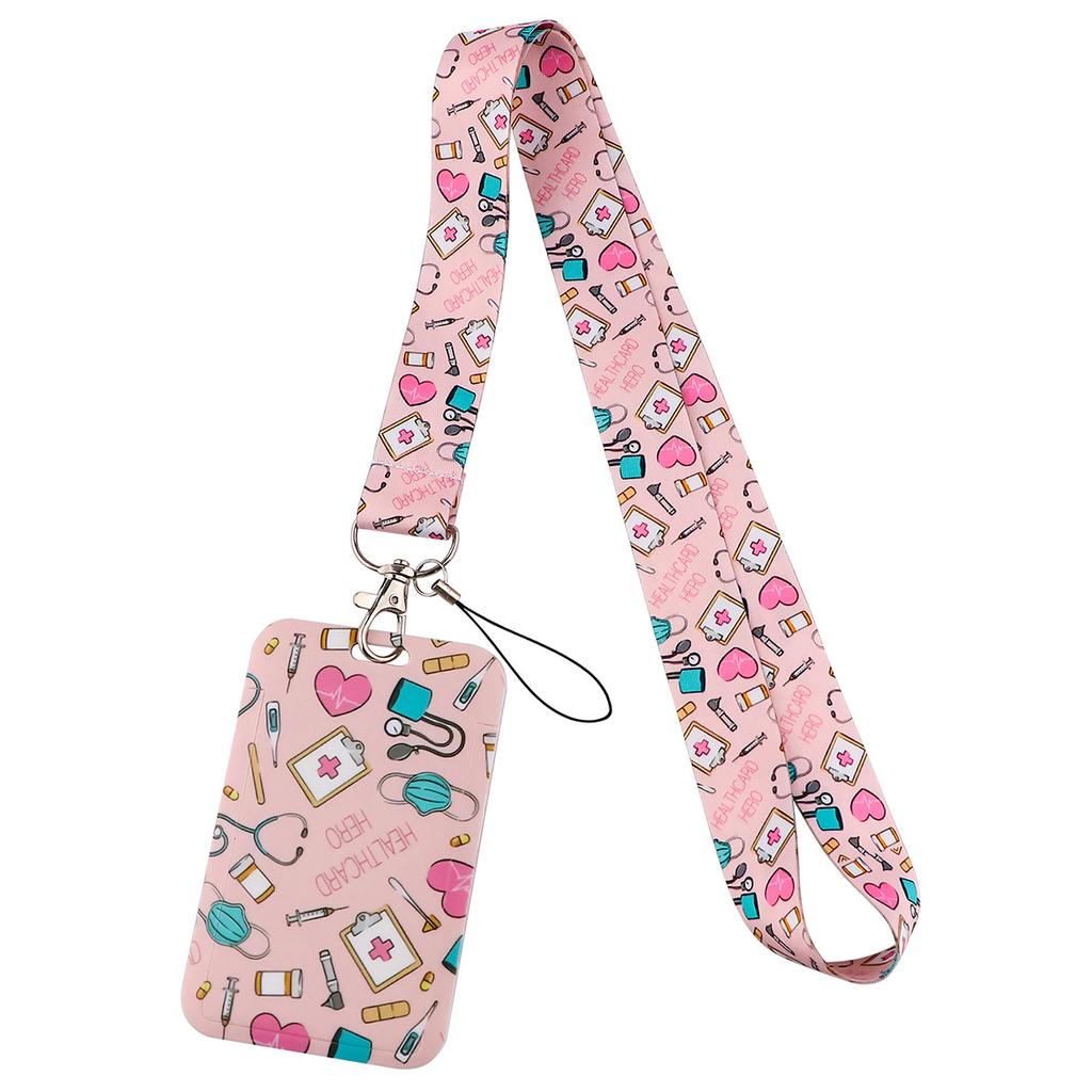 Cartoon Credential Card Holder Bags Doctor Nurse Neck Strap Lanyards Keychain Pass Card Holder Hang Rope Lariat Lanyard Gifts