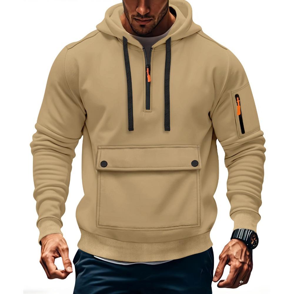 Модный инновационный свитшот Осень и Зима Мужской флисовый Свободный Большой карман Худи на большой молнии