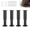 Set of 4 Adjustable Metal Desk Leveling Feet Furniture Legs, Height Adjustable for DIY Sofas, Tables, and Beds (Black, 25cm-42cm)