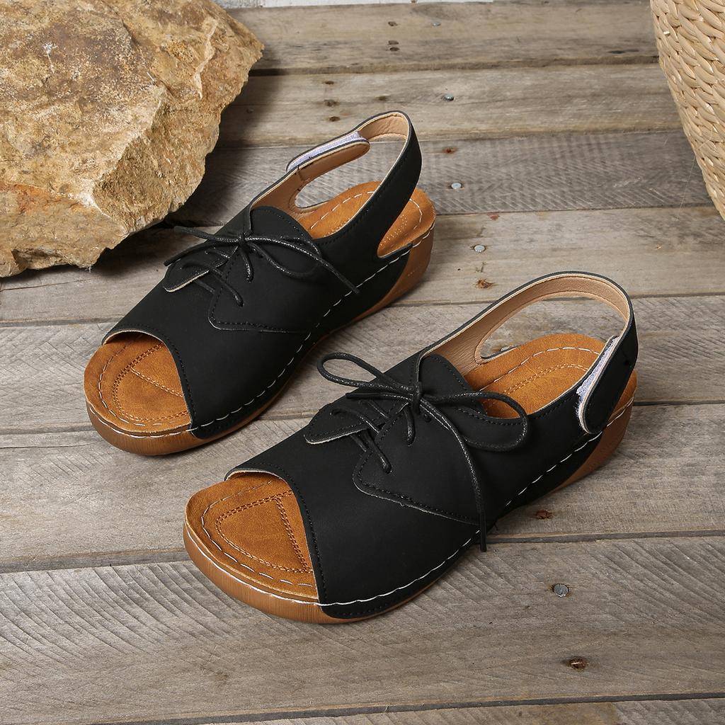 Сандалии в римском стиле Fishmouth с толстой подошвой, круглым носком, открытым носком, пляжные сандалии с открытым носком для лета