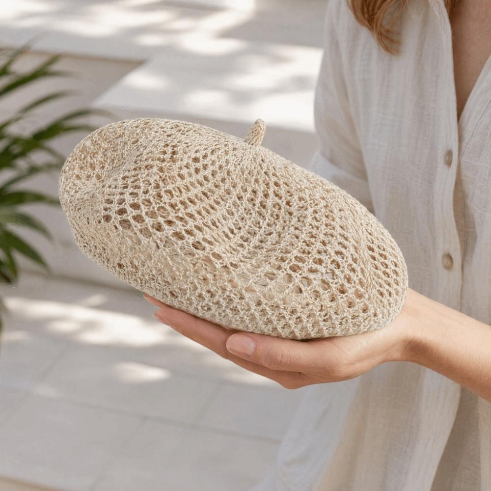 Hollow Knitted Hollow Beret Bright Thread Pumpkin Hat Elegant Painter Hat Spring Season