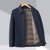 Winter Thickened Lapel Short Jacket for Middle-aged and Elderly Men's Removable Down Liner Coat Woolen Wool