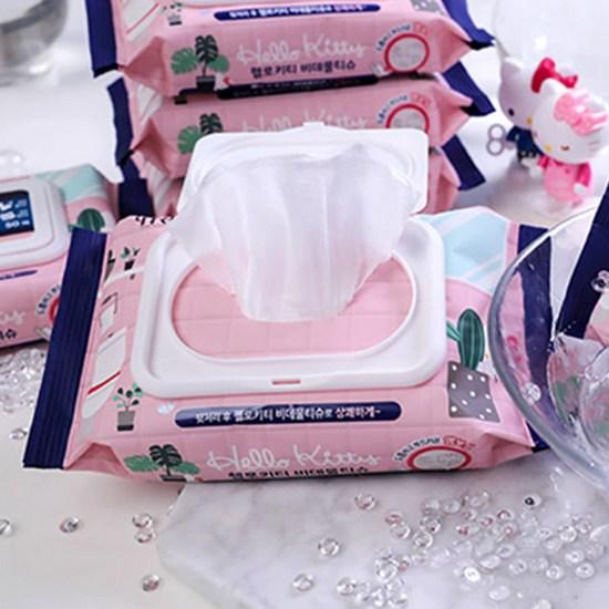 Hello Kitty Салфетки для биде 50 листов, тип крышки, 10 упаковок, популярный персонаж в Корее
