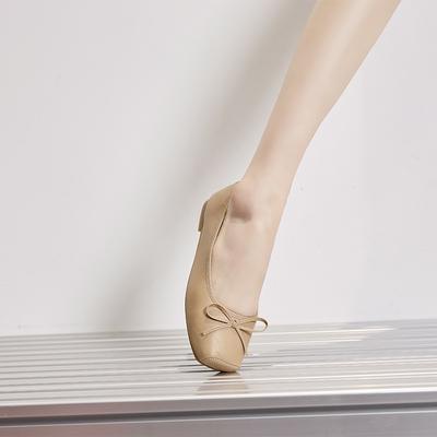 Овчина мягкая кожа мягкая подошва кожа повседневная обувь один педаль мелкий вырез балетки Мэри Джейн женская обувь