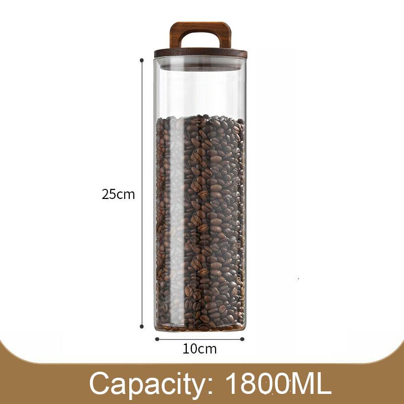 Стеклянная герметичная банка для кофейных зерен, герметичный водонепроницаемый и влагостойкий контейнер, банка для хранения пищевых зерен и конфет
