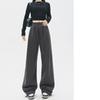 Autumn Winter Straight Thick Women's Sweatpants Loose Drawstring Wide-leg Cotton Long Pants Korean Style Casual High Waist Solid Color Trousers 2397