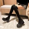 Suede Thin Elastic Boots Women's Autumn and Winter New Small Height-increasing Boots Thick-soled Waterproof Table Over the Knee Boots