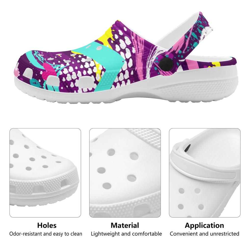 Printed Summer EVA Clogs Women Men Lightweight Breathable Slip On Garden Shoes Beach Bathroom Pool Home Slippers Casual Wear
