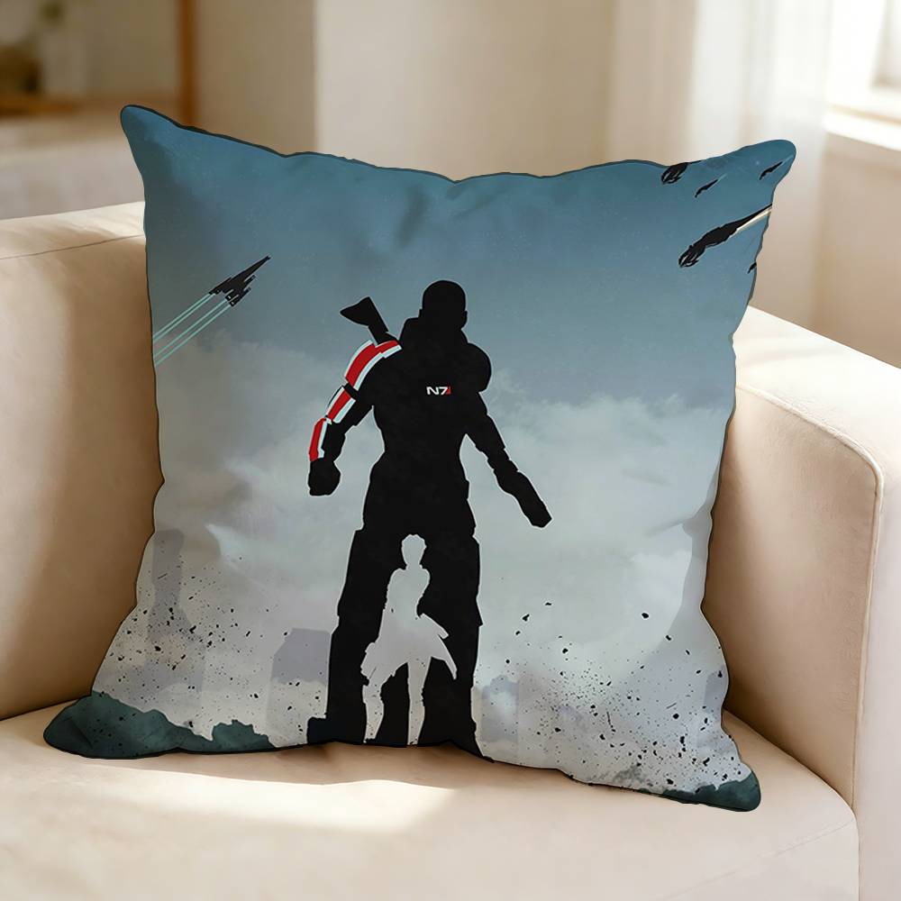 Scifi game MMass Effect NN Square DoubleSided printed Pillow Case Bedroom Bedside Pillow Sofa Cushion Cover