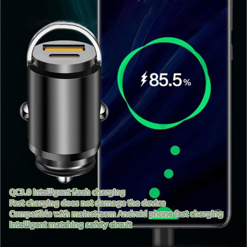 Автомобильное зарядное устройство из алюминиевого сплава PD30W Mini Pull Ring 100W Автомобильное зарядное устройство для прикуривателя