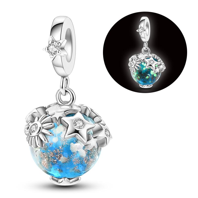 Copper Charms Luminous Beads Firefly Chameleon Fit Original Bracelet Pendant Diy For Woman Jewelry