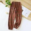 2025 Весна/Лето Новые женские спальные брюки 100% хлопок жаккардовые милые и свежие цветочные брюки свободные домашние брюки женские
