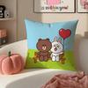 Милая корейская наволочка для подушки L-Line Friends Медвежонок Браун и Кролик Кони, короткий плюш, скрытая молния, чехол для подушки на диван в комнате