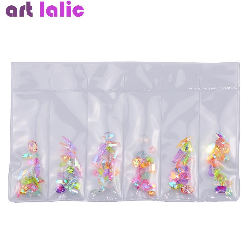 1 Pack AB Flatback Glass Nail Rhinestones Diamond Teardrop Horse Eye Crystals Shiny Gems Decorations