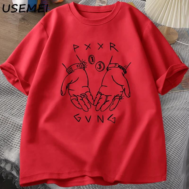 Pxxr Gvng Футболки Белая Семья Круглый Вырез Оверсайз Футболка Унисекс Хлопок Короткий Рукав Футболка Летние Футболки с Принтом Streetwear