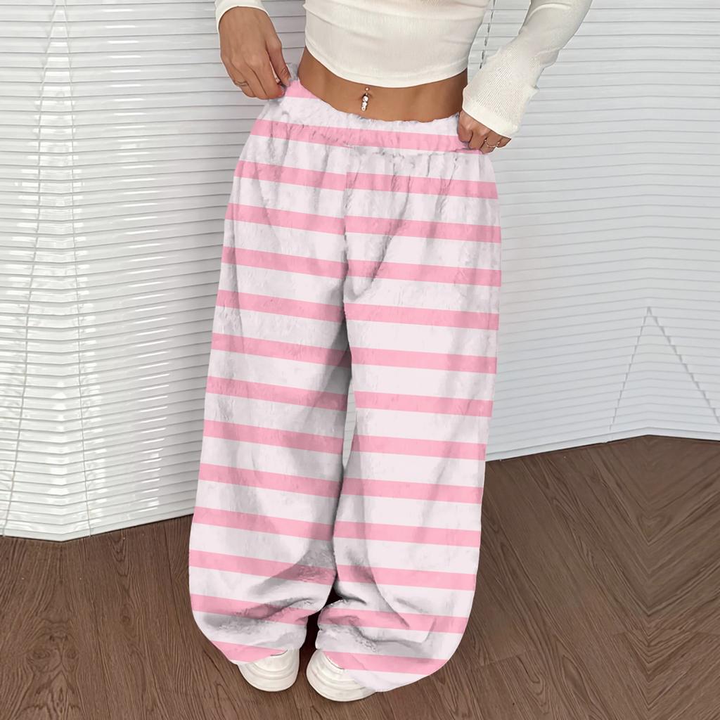 Женские повседневные и модные брюки с принтом, эластичной талией, свободными широкими штанинами