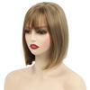 Синтетический Микс Коричневый Боб Короткий Парик для Женщин Натуральный Стиль Мягкие Волосы с Челкой Косплей Хэллоуин Вечеринка Термостойкое Волокно