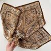 New Paisley Houndstooth Printed Square Scarf Coffee Color Thin Smooth Neck Scarf Vintage Style Sunscreen Headscarf For Women