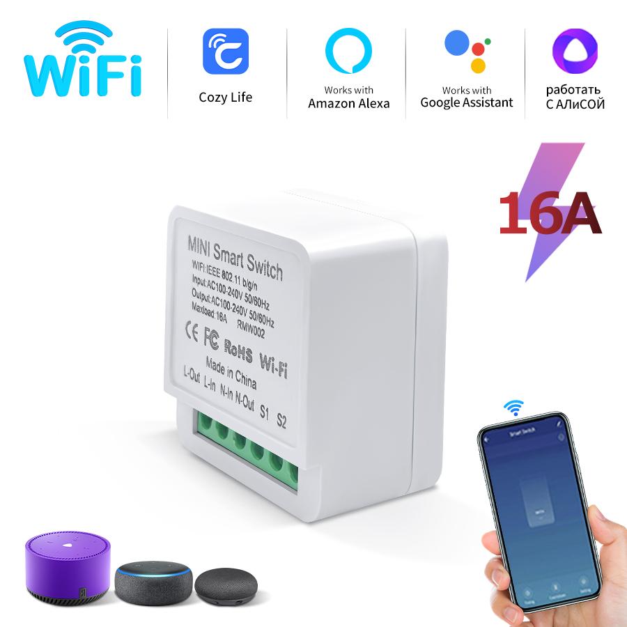 Умный переключатель WiFi и RF 2.4G AC100-240V 16A Автоматический выключатель Реле Управление через приложение Cozylife с Alexa Google Home Yandex SmartThings