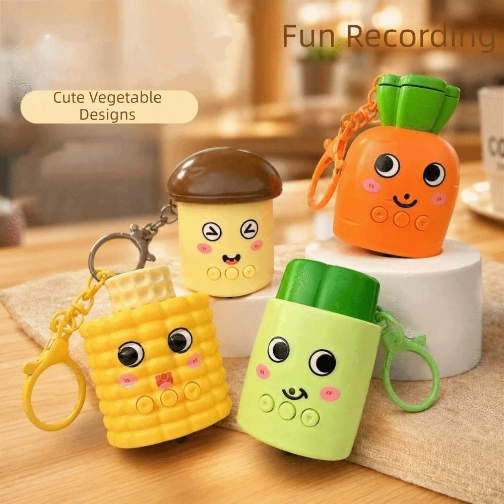 Sensory Design Corn Bag Pendant Vegetable shaped Mushroom Voice Keychain Kids Toy