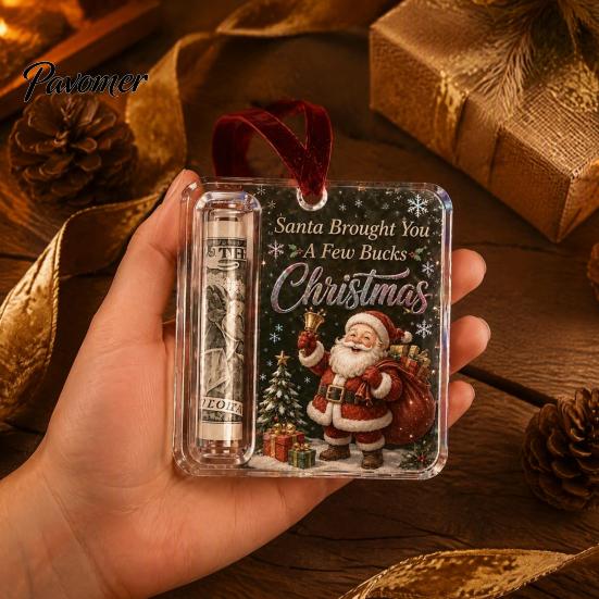 Держатель подарочной карты для Рождественской елки, Денежный ornament, Прозрачный акриловый держатель для денег, Праздничное Рождественское подвесное украшение, Забавные способы Рождества, День рождения