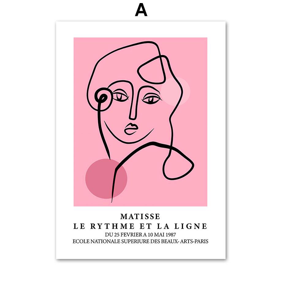 Розовая хорошая энергия Пикассо Матисс Кривая абстрактная настенная живопись на холсте постеры и принты настенные панно для декора гостиной